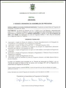 3ª Sessão Ordinária da Assembleia de Freguesia (08/2026)