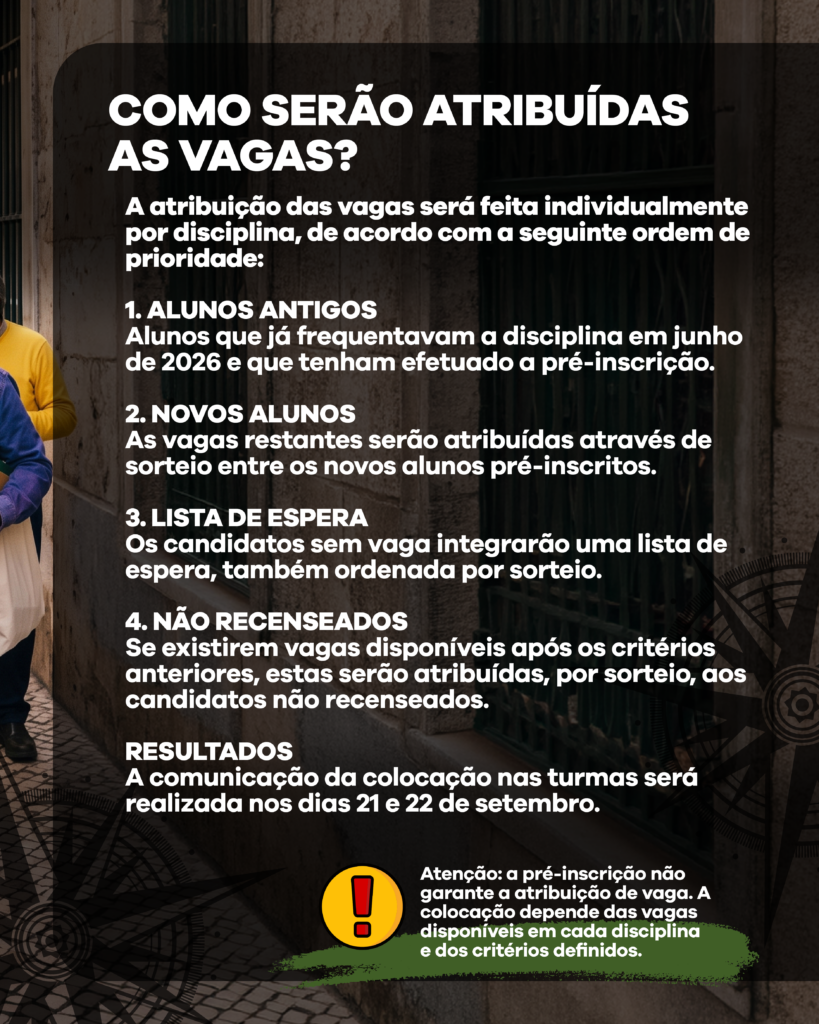 Pré-Inscrições Universidade Sénior 15 e 16 de setembro