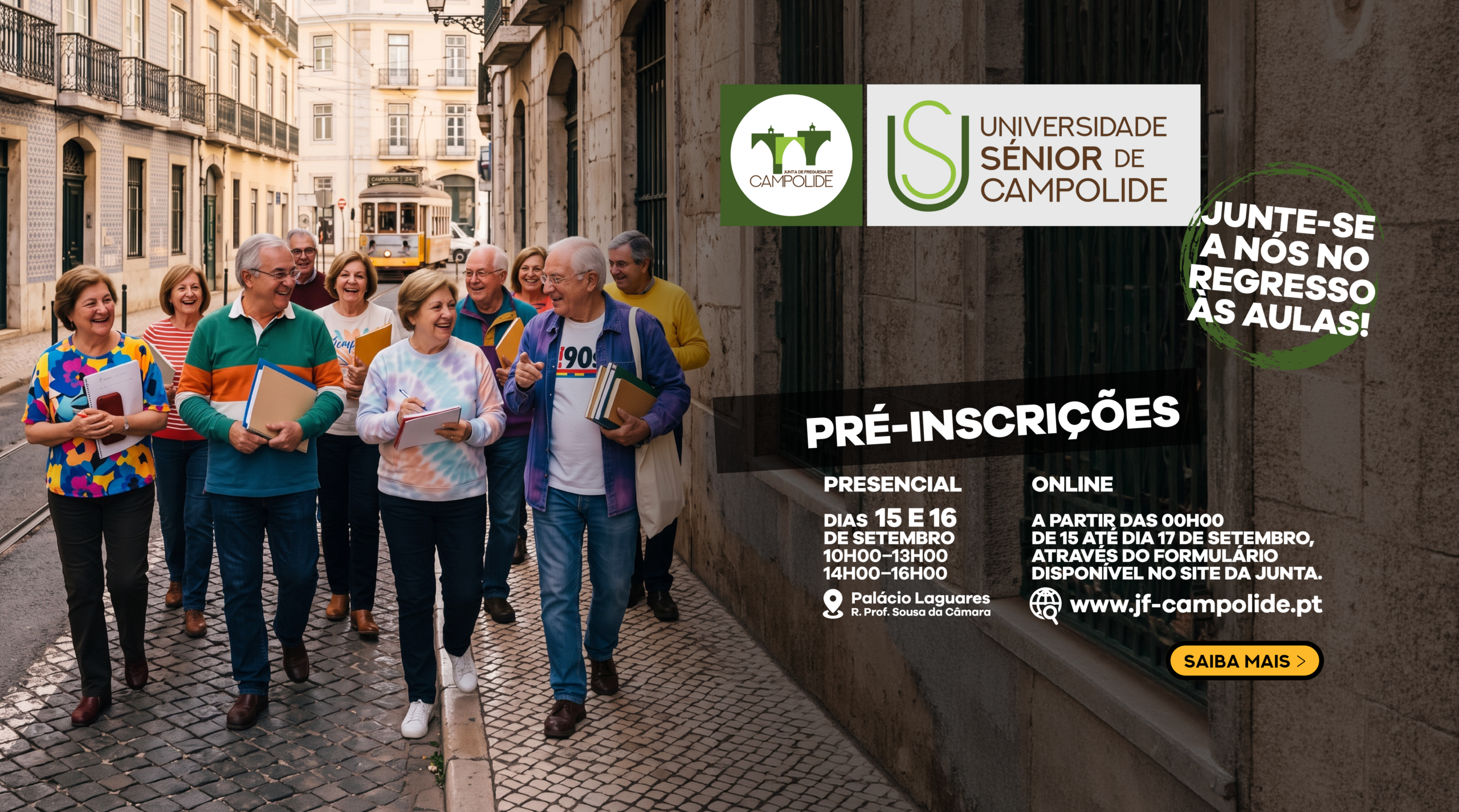 Pré-Inscrições Universidade Sénior 15 e 16 de setembro