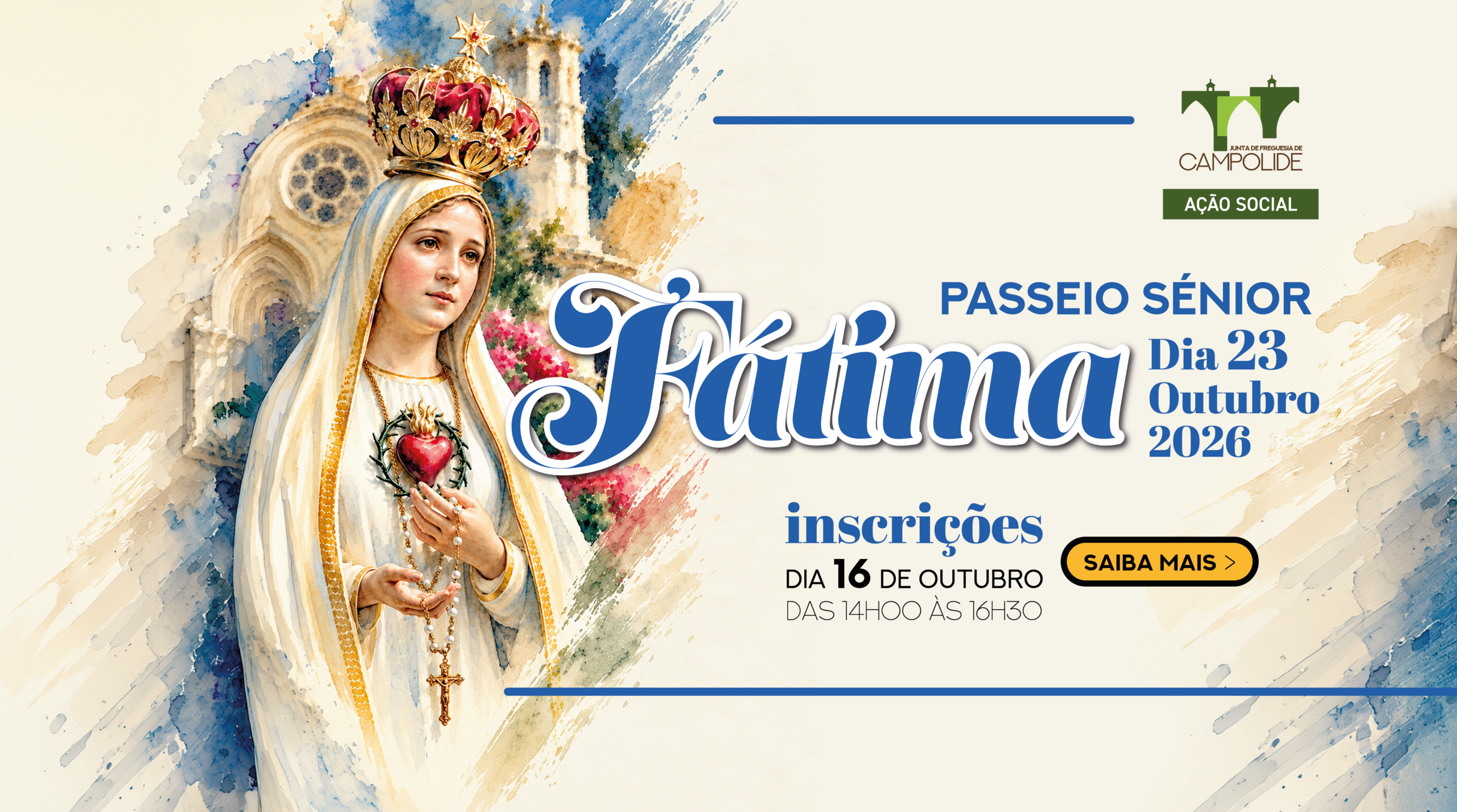 Inscrições Passeio Sénior a Fátima Outubro 2026